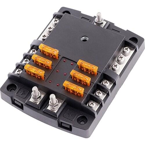 12V~24V 6 Way Fuse Box With Screw Cap Plastic Cover Blade Holder Block Case For Auto Car Boat Marine Trike