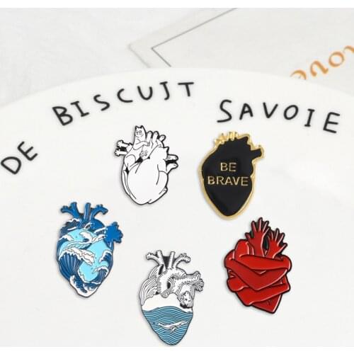 Human heart series Denim Enamel pins Multi-element combination punk style Badges Brooches Gifts for Friends Jewelry wholesale