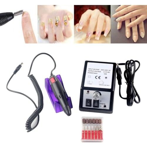 Electric Nail File Drill Acrylic Pedicure Manicure Salon Machine Tools Black Electric Nail Drill Bits Set Machine