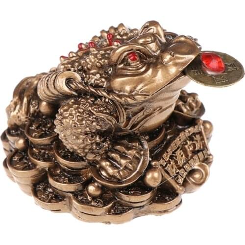 Feng Shui Money Toad Lucky Fortune Wealth Chinese Golden Frog Toad Coin Decor