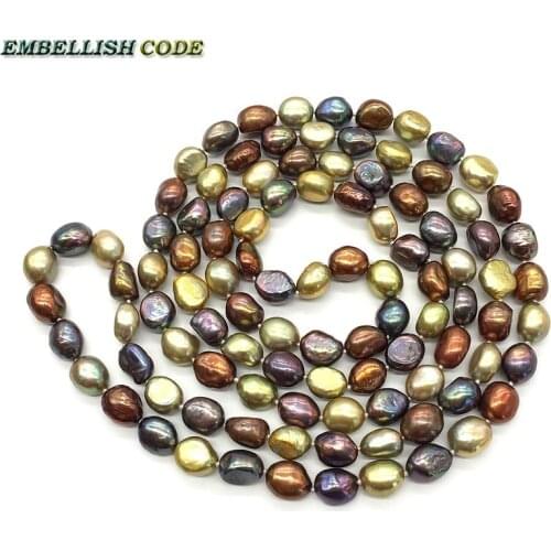 Selling well triple long necklace Hong Kong Peacock blue coffee yellow wonderful 120cm 160cm baroque pearls real freshwater