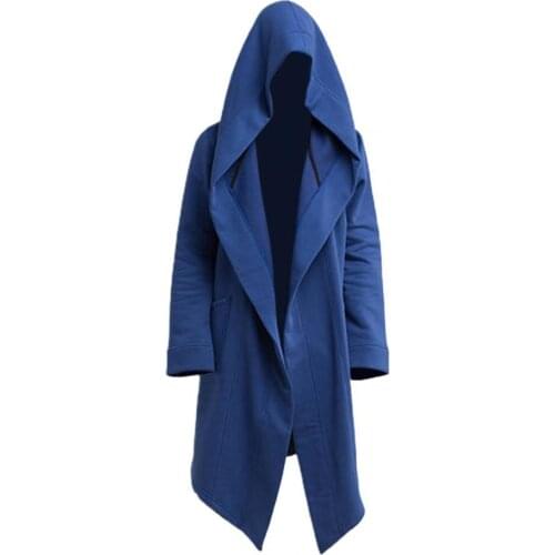 Halloween Costume Men Coat Oversize Hooded Solid Color Cardigan Jacket 2021 Autumn Winter Warm Outerwear Oversize