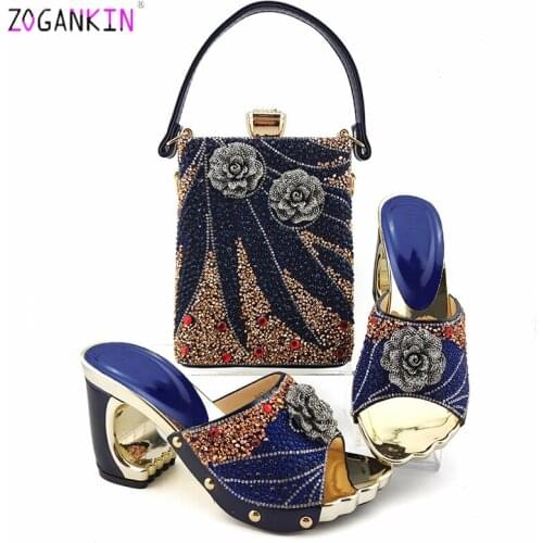 Fashion Italian Design High Heels Shoes and Bag To Match Nigerian Shoes and Bag Set in Royal Blue Lady Party shoes and Bag