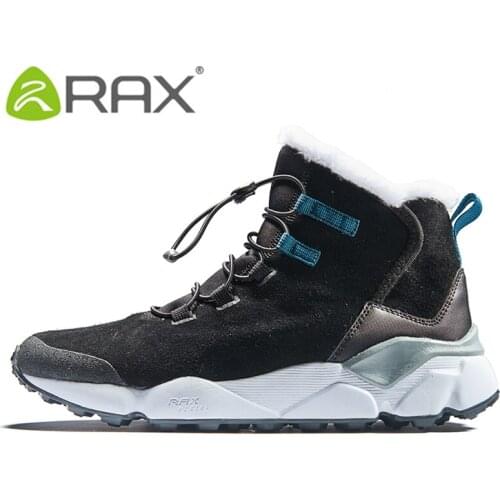 RAX Mens Hiking Shoes Latest Snow boots Anti-slip Boot Plush Lining Mid-highwalking Boots for women trekking Shoes with fur