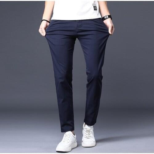 4 Color Casual Pants Men Spring Autumn Business Fashion Comfortable Stretch Cotton Elastic Straigh Jeans Trousers 2021 New