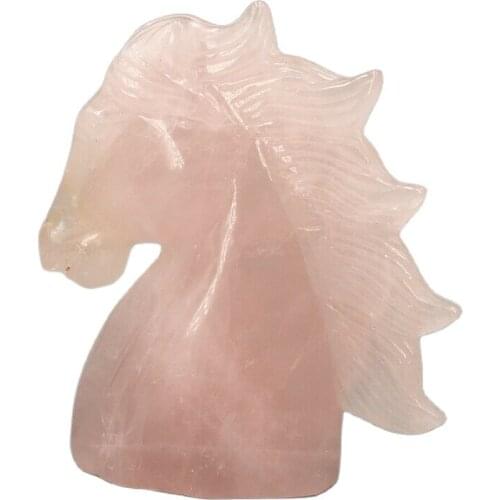 Natural pink rose Quartz carved unicorn crystal Reiki Healing