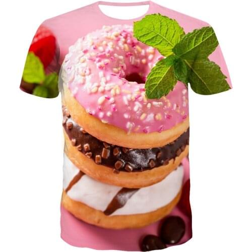 New Fashion Cool High Quality T-shirt Men or Women Hot 3d Print Donuts chocolate dessert Tshirt Short-sleeved Shirt Top Tees