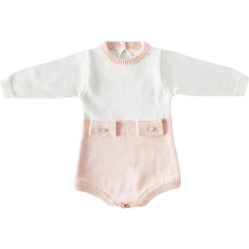 New Autumn Winter Infant Baby Girl Knit Long Sleeve Coat Long Sleeve Patchwork Rompers Clothing Kids Girl Lovely Casual Clothes