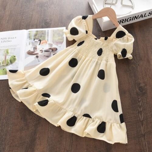 New Baby Girls Casual Dress Ploka Dot Party Costume Vigorous Puff Sleeve Chidlren Pleated Princess Vestidos Toddler Girl Outfits
