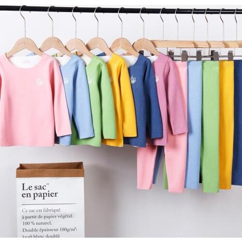 Boys Girls Pajamas Set 37° Constant Temperature Thermal Underwear Children Autumn Winter Kids Velvet Pyjamas For 4 6 8 12 Years