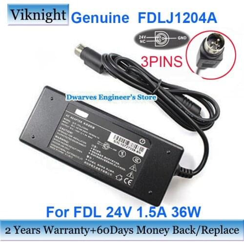 Genuine FDLJ1204A AC Adapter Charger For FDL 24V 1.5A 36W 10727110-8N Power Supply 3PINS