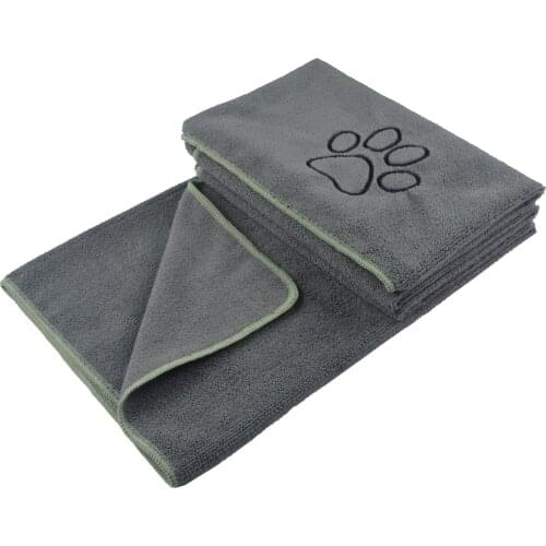 Pet Towel with Embroidered Paw SINLAND Ultra Absorbent Microfiber Print 30"x50"