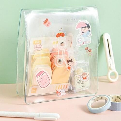 Transparent Winding Line File Bag PVC Waterproof Oil ProofLarge Capacity Cosmetic Storage Bag Student Pencil Pouch Stationery