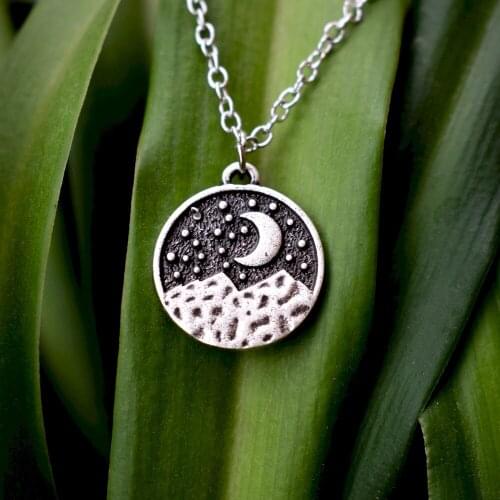 SanLan 10pcs Forest mountain necklace under the moon star hiking jewelry gift