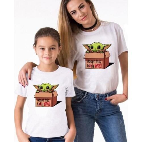 Family Matching Clothes Star War Baby Jedi Printed Cute Cartoon Tshirt Father Mother Baby Kids T-shirts Harajuku Family Clothes