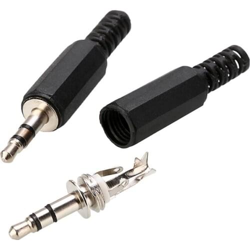 3.5mm 1/8" Male Plug Black Audio Plug Dual Channel Plug Headphone Plug Double Stereo Audio Jack Plug Earphone Adapter