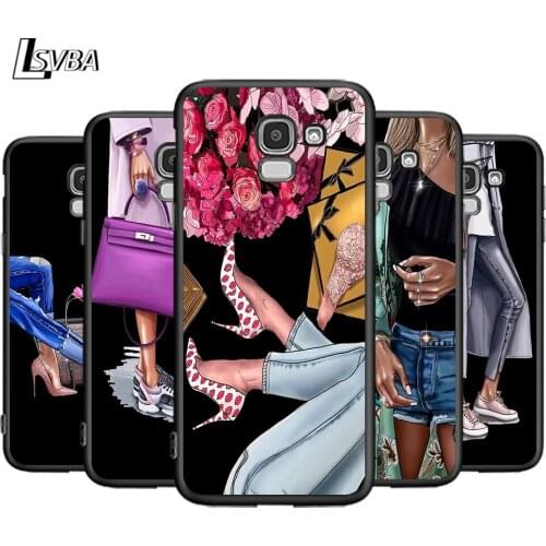 High Heels Flower Girl For Samsung Galaxy J2 J3 J4 Core J5 J6 J7 J8 Prime duo Plus 2018 2017 2016 Silicone Phone Cover