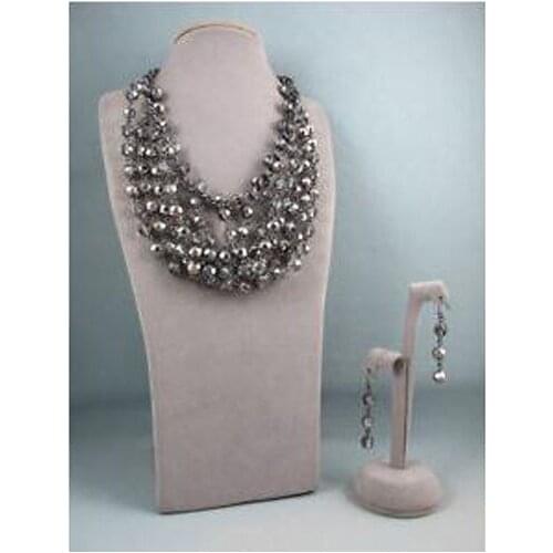 Smart Premier Designa Mirage Necklace Earring Jewelry Set 10mm Gray Crystal Beads Handmade Fashion Jewelry Charming Woman Gift