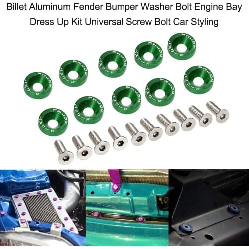 Universal 10pcs 5 Colors Bumper Washer Bolt Engine Bay Dress Up Kit Car Accessorie Billet Aluminum Fender Screw Bolt Car Styling