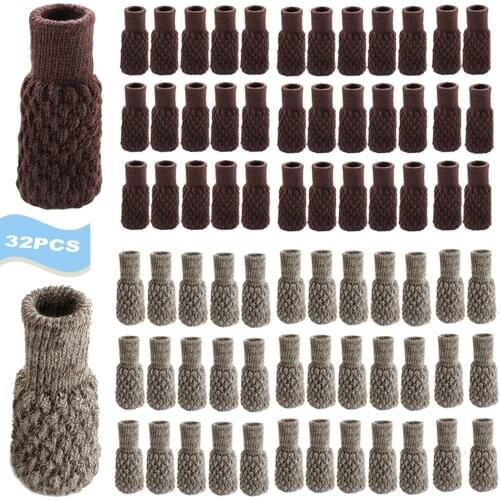 32Pcs Knitted Table Chair Leg Socks Japanese Double Layer Felt Non-Slip Mute Table Floor Protector Furniture Feet Covers