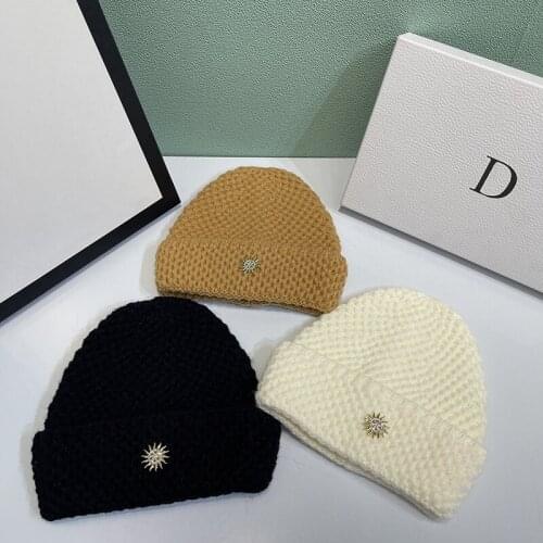 Knitted Winter Women Men Cashmere Hats Fashion Diamonds Design Solid Beanie Hat Cap Skateboard Hats