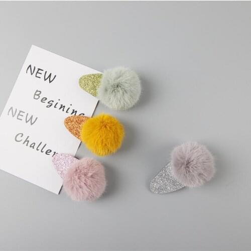 Imitation Mink Hair Hairball Cute Children Hair Clips Bobby Pin Barrette Hairgrip Accessories For Girls Kids Hairclip Headdress