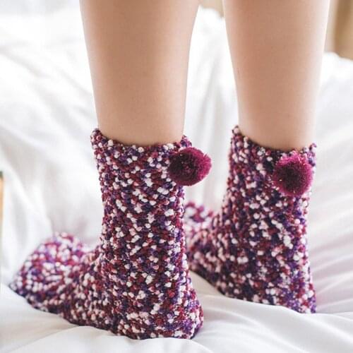 Women Slipper Boots Crochet Hook Pom Pom Colorful Comfy Slippers Warm Non Slip Soft Sole Unisex Floor Women Sock Slippers