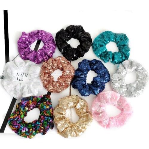 1Pcs New Lovely Solid Sequin Hair Rope Vintage Floral Scrunchies Scale Ponytail Holder Women Headdress Accessories Hot Sale