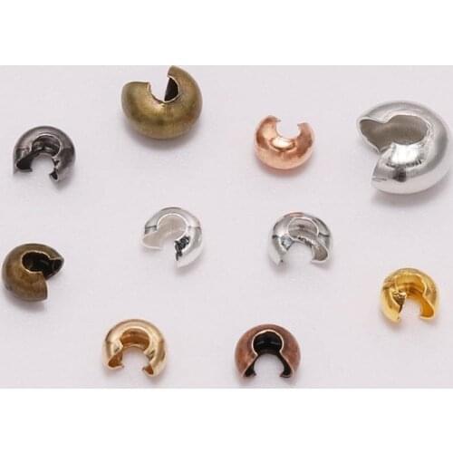 100Pcs/Lot Dia 3/4/5mm Gold Round Cover Crimp Bead Spacer Stopper Crimps Beads for DIY Jewelry Making Finding Accessories