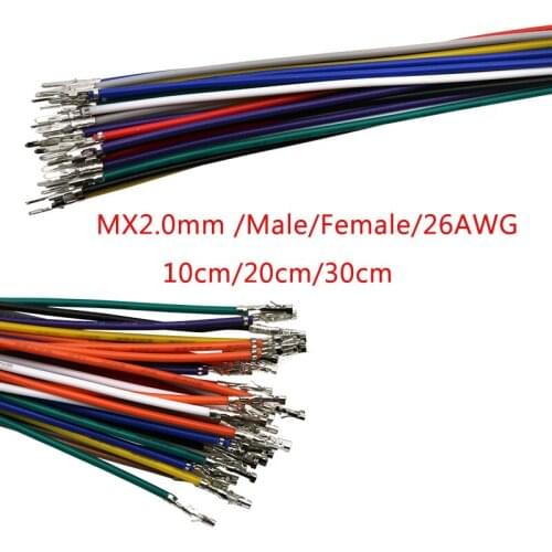 100PCS MX2.0mm pitch 51005 51006 26AWG air docking terminal line to plug color cable 10cm/20cm/30cm