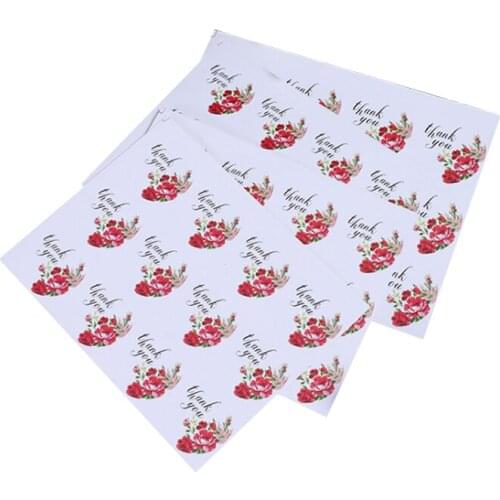 120Pcs/lot Funny Round Thank you Kraft Adhesive gift Seal Sticker Flower Baking DIY Gift Stickers