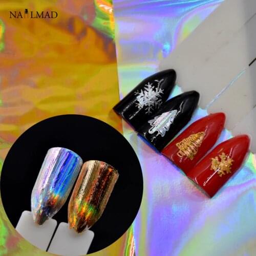 2 sheets Laser Silver Gold Nail Foil 4*100cm Nail Art Transfer Foil Holographic Transfer Sticker Nail Decoration