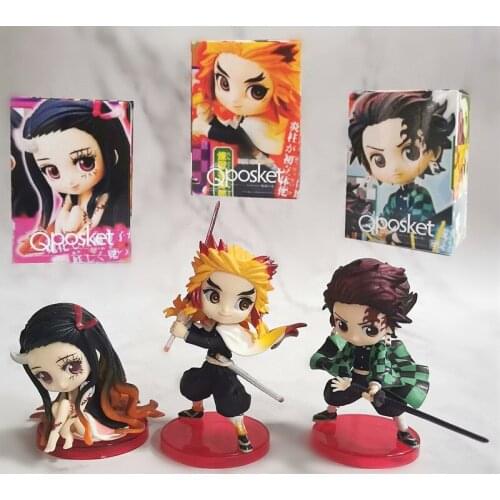 3pcs/lot Kimetsu No Yaiba Figure Kamado Nezuko Tanjirou Tomioka Giyuu Action Figure Anime Demon Slayer PVC Model Toys Gifts