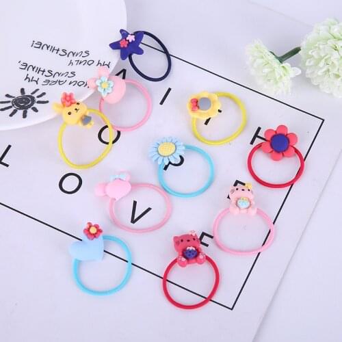 40 Pcs/Lot Colorful Baby Girl Elastic Hair Rope Cartoon Hair Bands Princess Girls Elastic Hair Rope with Box Hair Accessories