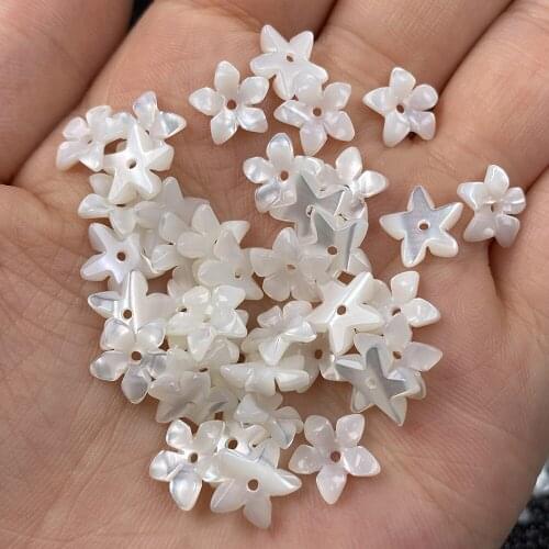 5Pcs Shell Beads Carved-flowered Accessories White Loose Shell For Jewelry Making Bracelet Earring Handiwork Sewing Accessory