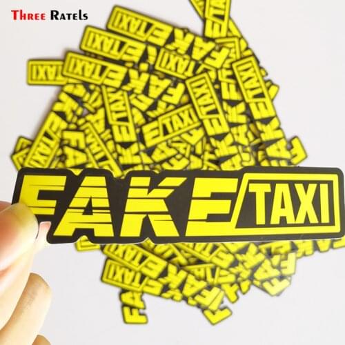 Three ratels 50pcs yellow Fake Taxi logo pvc waterproof window laptop trunk auto motorcycle car sticker and decals