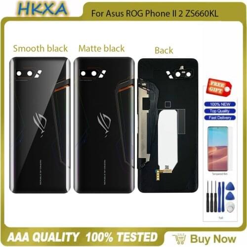 6.59" Original Best For Asus ROG Phone II 2 ZS660KL I001D I001DA I001DE 3D Glass Rear Back Battery Cover Housing + Glass Lens