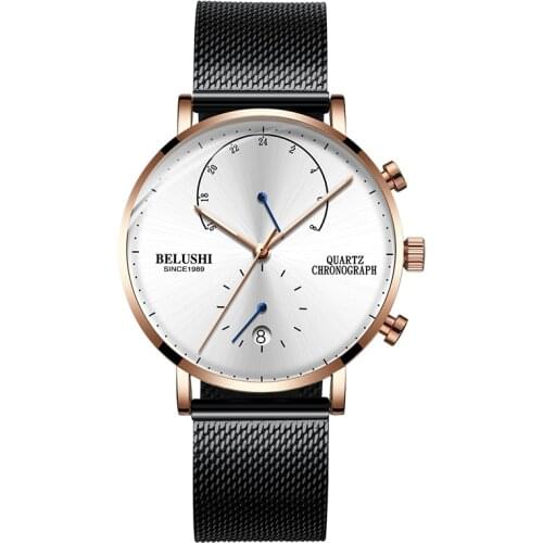 Quartz Watch Mens Watches 2021 Modern Chronograph Men Watch Leather Strap Watches Man Imitation Luxury Belushi Sports Watch