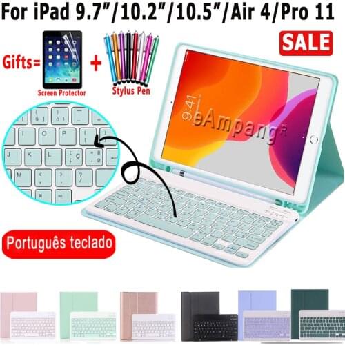 Portuguese Keyboard Case For iPad Mini 4 5 2019 9.7 2017 2018 5th 6th Air 4 4th 3 3rd Pro 10.5 11 2018 2020 10.2 7th 8th Gen