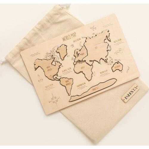 Children Wooden Toys World Map Wood Puzzle Paintable Jigsaw IQ Game Educational Creative Preschool Toys For Kids 29international