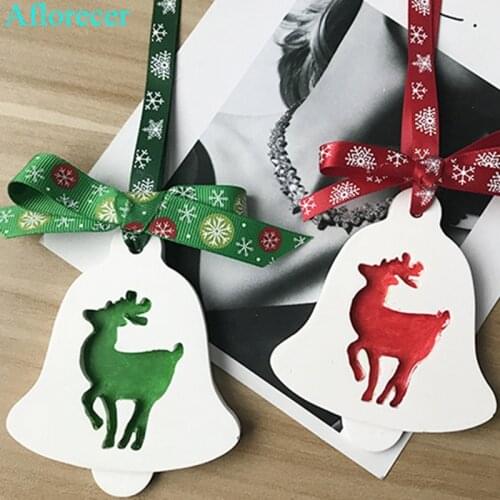 DIY Bell Shape Elk Christmas Tree Pattern Silicone Mold Soap Mold Handmade Cake Baking Tool Aroma Candle Gypsum Clay Mold