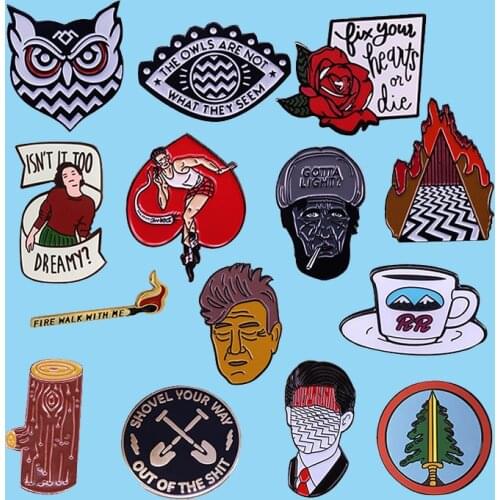 Twin Peaks David Lynch Tv Series Enamel Brooch Pins Badge Lapel Pins Alloy Metal Fashion Jewelry Accessories Gifts