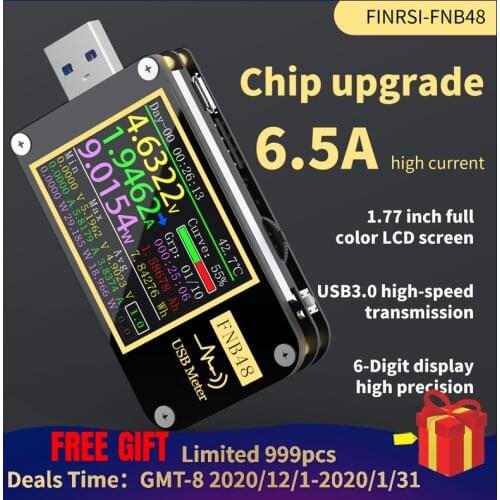 FNIRSI-FNB48 Voltmeter Ammeter QC4+ PD3.0 2.0 PPS HD color Current Mobile Phone Quick Recharging Tester Protocol Capacity Test