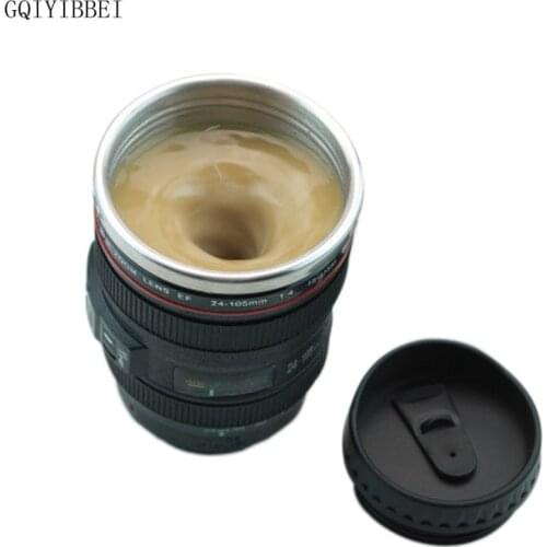 GQIYIBBEI 300ml Creative Camera Lens Self Stirring Coffee Cup Mugs Stainless Steel Double Insulated Smart Mixing Coffee Tea Mug