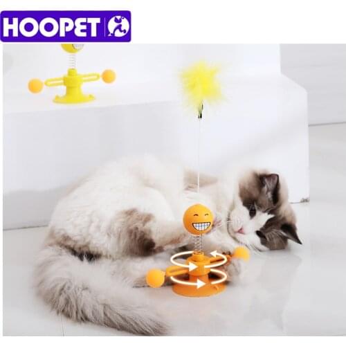 HOOPET Pet Cat Toy New Style Windmill Toys For Cats Puzzle Whirling Turntable With Brush Cat Play Game Toys Pet Supplies