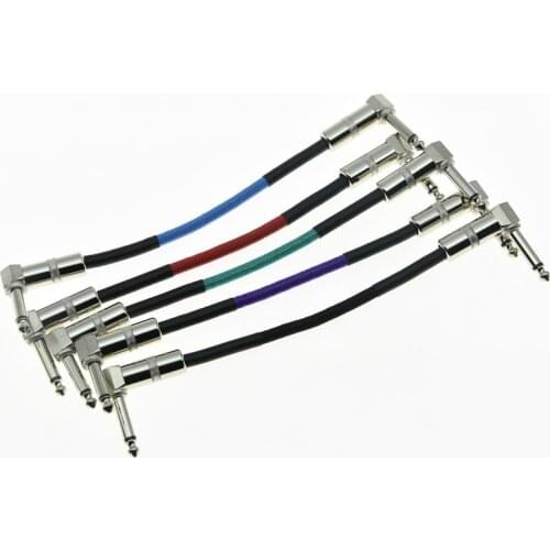 KAISH 5 Colors Right Angle 20cm Mono Guitar Effect Pedal Cable Patch Cord