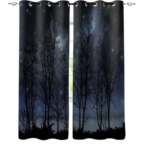 Forest Night Jungle Starry Sky Windows Curtains For Living Room Bedroom Decorative Kitchen Curtains Drapes Treatments
