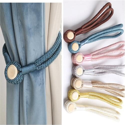 2 Pieces of Round Magnetic Curtain Buckle Home Improvement Buckle Rope Belt Accessories Magnet Curtain Rack DIY Modeling Strap