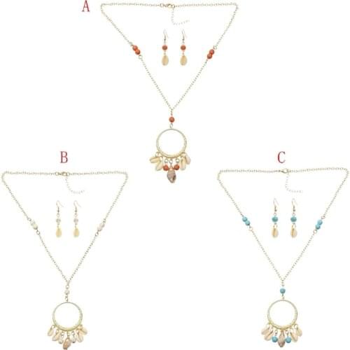 Fashion Conch Chain Pendant Necklace Natural Sea Shell Earrings Nicklaces For Women Summer Beach Party Jewelry Sets