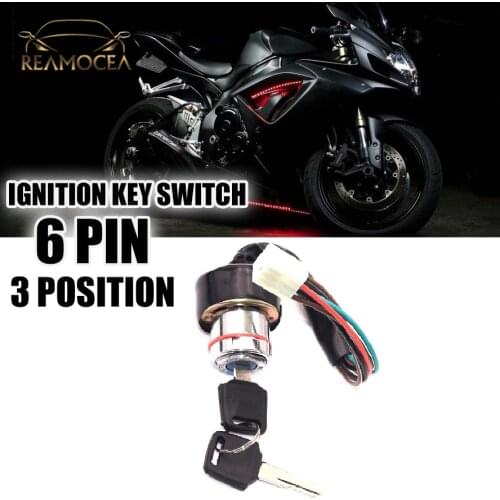 Reamocea Motorcycle 6 Pin Wire On/Off 3 Position Plug Ignition Switch Keys Start Switch Lock for Quad Honda Suzuki Go-Karts SDG